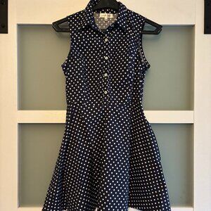 Emerald Sundae Navy & White Polka Dot Sleeveless Dress - Size 5